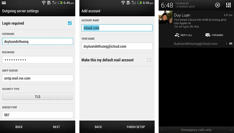 Cách thiết lập tài khoản email iCloud cho Android và Windows Phone ảnh 3 Android_2.