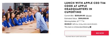 Một người đã chấp nhận bỏ 7 tỷ đồng để hẹn ăn trưa với CEO Tim Cook.