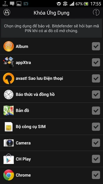 Dưới đây là những tính năng chính của ứng dụng BitDefender Mobile Security & Antivirus: