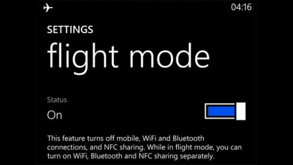 Chế độ Máy bay, smartphone, Airplane Mode
