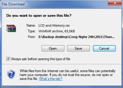 Nhấn “Open” để mở file tìm kiếm được hoặc nhấn “Save” để lưu file vào một vị trí mới