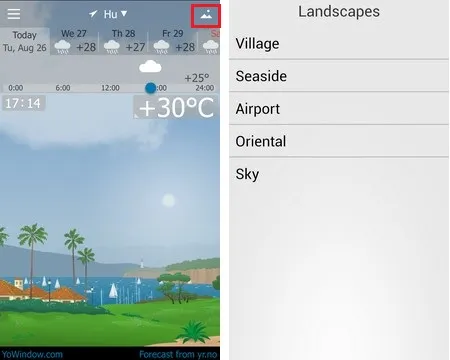 Giao diện khác nhau vào thời điểm tạnh và mưa (giữa ban đêm và ban ngày)