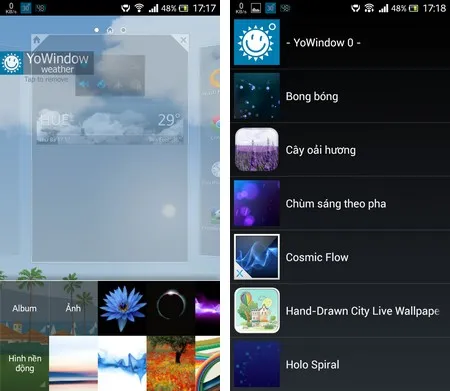 Giao diện khác nhau vào thời điểm tạnh và mưa (giữa ban đêm và ban ngày)