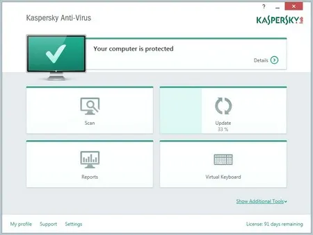 Giao diện mới trên Kaspersky Antivirus 2015 được thiết kế đơn giản và rõ ràng hơn