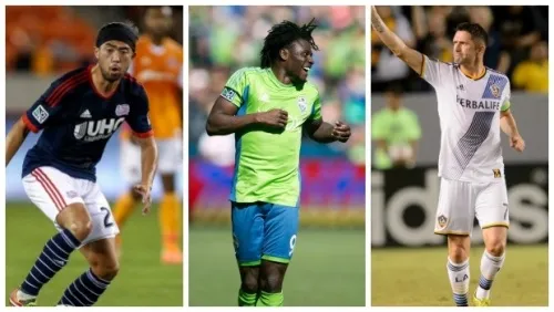 Lee Nguyễn (trái) và hai đối thủ trong cuộc đua hiện nay là Martins và Keane. Ảnh:USA Today. Nguyen-Martins-Keane-4855-1416533988.jpg