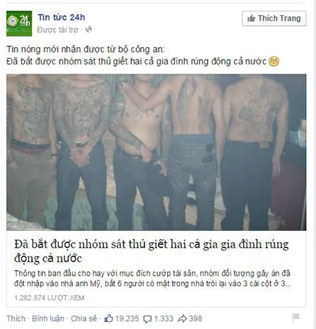 Xuất hiện tin tức giả 'bắt được hung thủ vụ thảm sát Bình Phước' ảnh 2 Xuất hiện tin tức giả 'bắt được hung thủ vụ thảm sát Bình Phước' ảnh 2