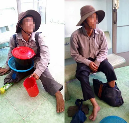 Bắt quả tang thanh niên lành lặn 'ngụy trang' cụt chân đi ăn xin ảnh 1