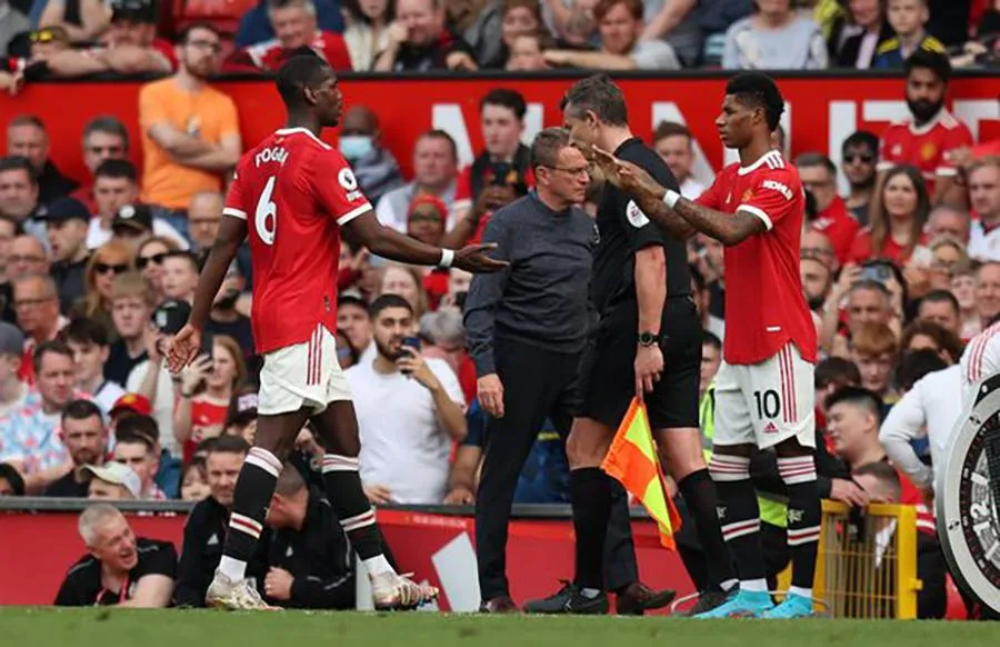 Rangnick không hài lòng với cách chơi bóng của các cầu thủ Man Utd. ẢNH: GETTY