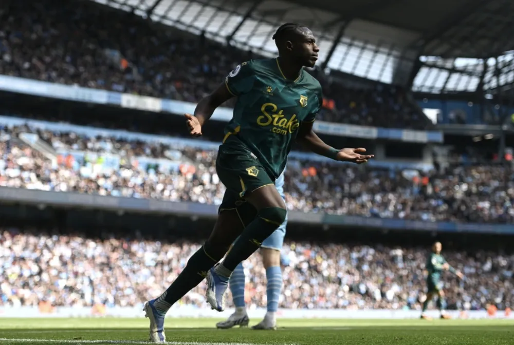 Kamara ăn mừng bàn thắng vào lưới Man City. ẢNH: GETTY