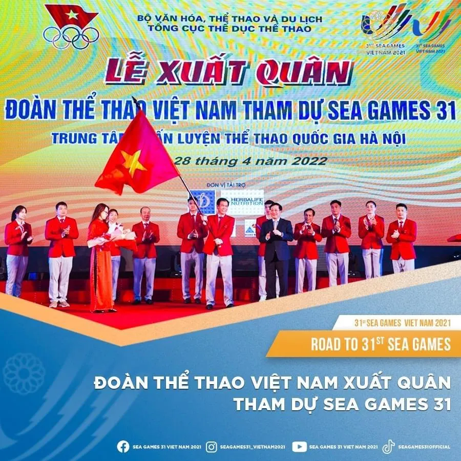 Lễ xuất quân của đoàn thể thao Việt Nam tham sự SEA Games 31. ẢNH: BTC SEA GAMES 31 Lễ xuất quân của đoàn thể thao Việt Nam tham sự SEA Games 31. ẢNH: BTC SEA GAMES 31