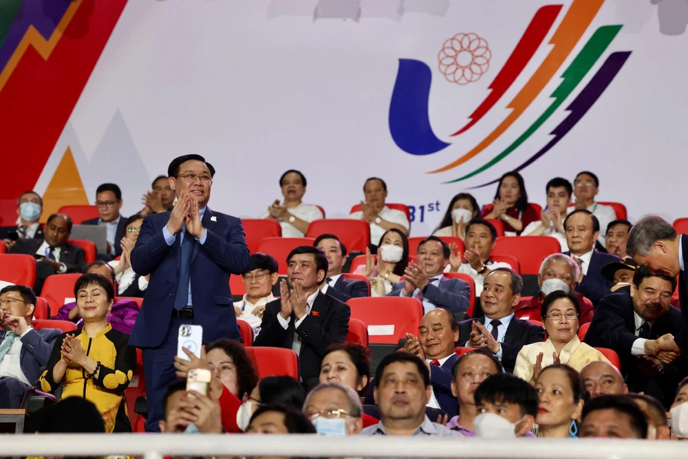Chủ tịch Quốc Hội Vương Đình Huệ tại lễ khai mạc SEA Games 31. ẢNH: ANH PHƯƠNG