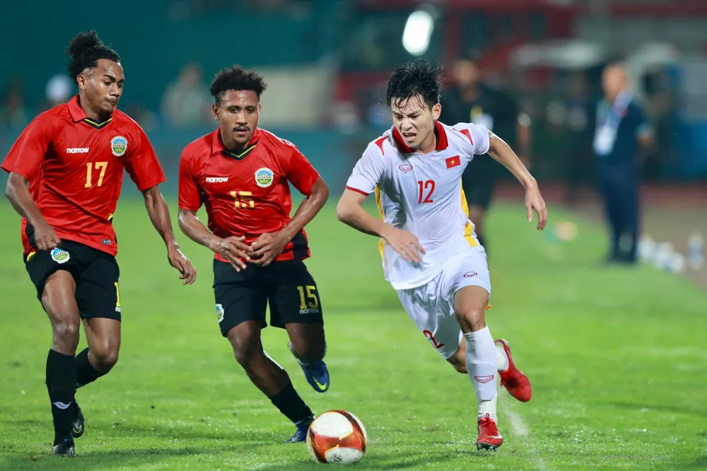 Trận U-23 Việt Nam thắng U-23 Đông Timor 2-0. ẢNH: DUY ANH
