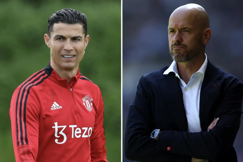 Ronaldo sẽ ở lại MU làm việc cùng Ten Hag mùa tới. ẢNH: SUN SPORTS