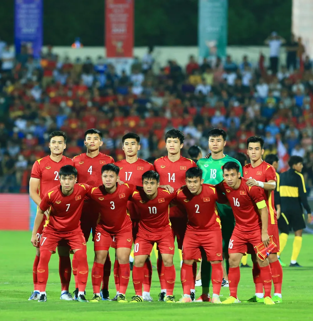 Đội hình ra sân của U-23 Việt Nam. ẢNH: ANH PHƯƠNG Đội hình ra sân của U-23 Việt Nam. ẢNH: ANH PHƯƠNG