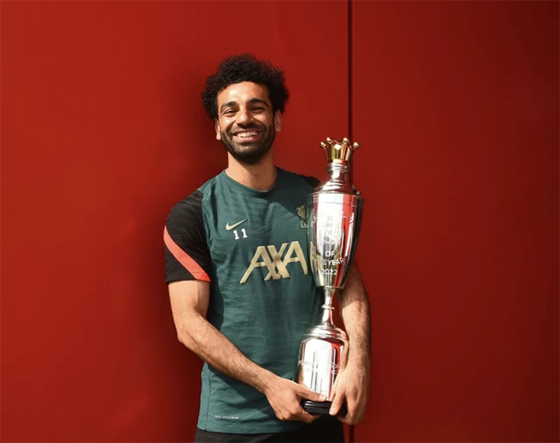 Salah được bầu chọn là cầu thủ xuất sắc nhất mùa 2021 - 2022 từ hiệp hội các cầu thủ chuyên nghiệp của Anh (PFA). ẢNH: PA