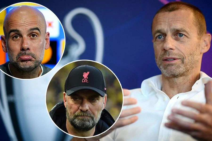 Ceferin lên tiếng đá xéo cả Pep Guardiola lẫn Jurgen Klopp. ẢNH: MIRROR