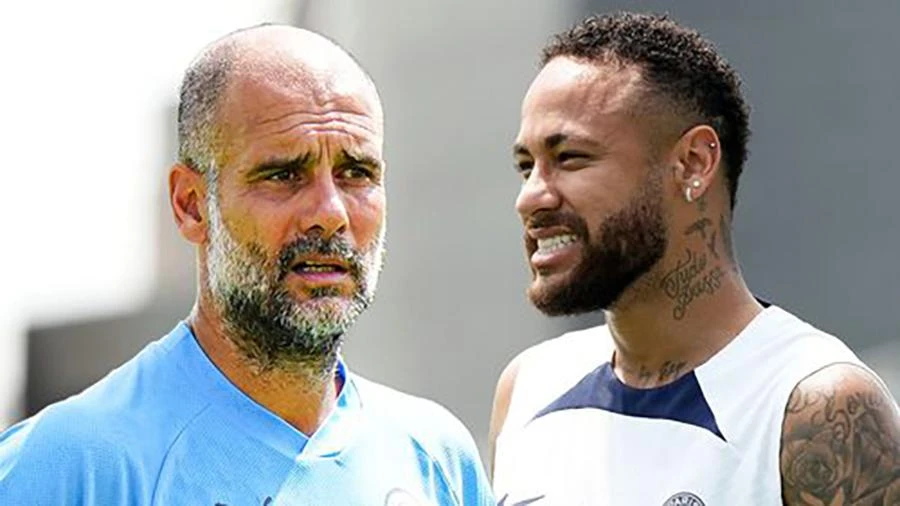 Pep Guardiola bác bỏ khả năng Manchester City thực hiện thương vụ chuyển nhượng Neymar. ẢNH: MIRROR
