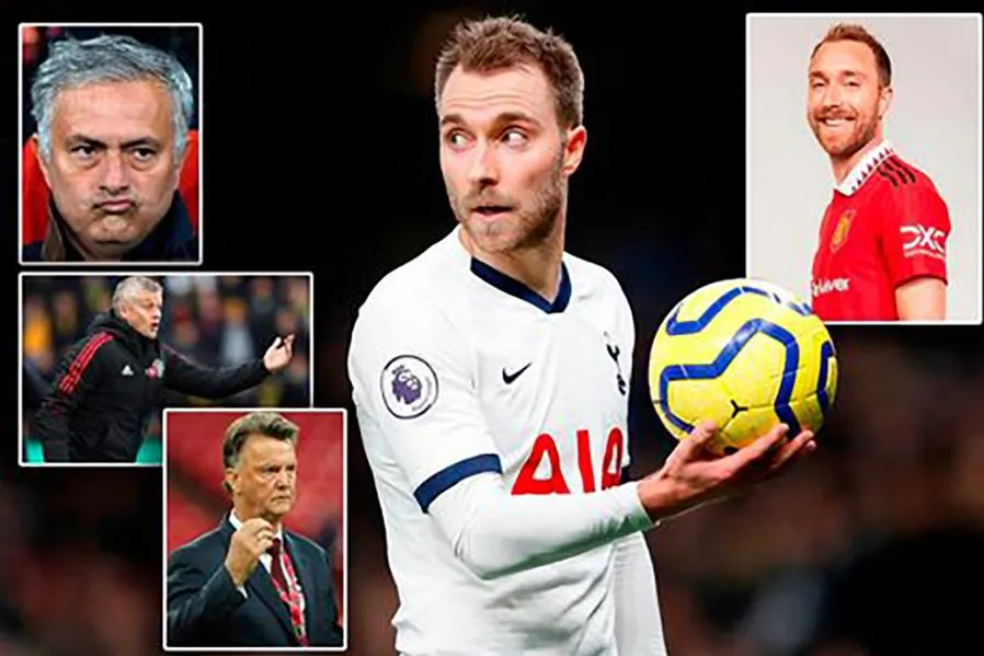 Eriksen từ chối Solskjaer, Van Gaal và cả Jose Mourinho. ẢNH: DAILY STAR Eriksen từ chối Solskjaer, Van Gaal và cả Jose Mourinho. ẢNH: DAILY STAR