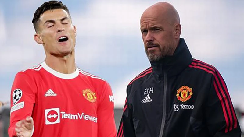 Ten Hag đau đầu giải quyết sự ương bướng của Ronaldo. ẢNH: MIRROR