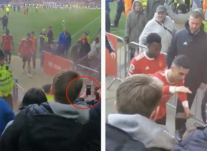 Hành động bộc phát khó chấp nhận của Ronaldo. ẢNH: MIRROR Hành động bộc phát khó chấp nhận của Ronaldo. ẢNH: MIRROR