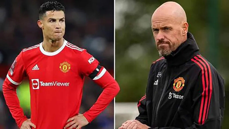 Ten Hag dường như đã hết kiên nhẫn với Ronaldo. ẢNH: MIRROR