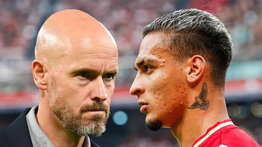Ten Hag tái ngộ với cậu học trò Antony tại Old Trafford. ẢNH: MIRROR