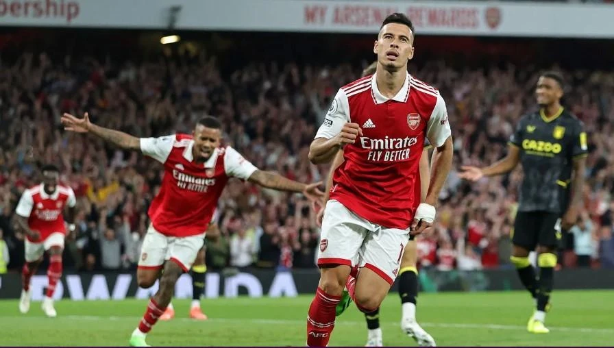 Gabriel Martinelli tiếp tục giúp Arsenal thống trị bảng xếp hạng. Ảnh: Getty