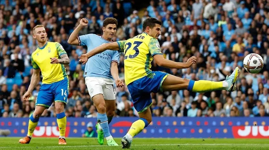 Trận thắng 6-0 giúp Man City tạm vươn lên dẫn đầu bảng xếp hạng. Ảnh: Getty