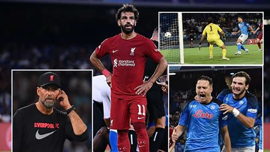 Liverpool thua tan nát trước Napoli ở trận mở màn Champions League. ẢNH: MIRROR
