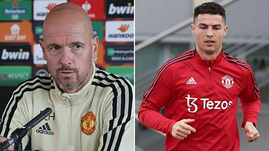 Ten Hag xin lỗi người hâm mộ vì Ronaldo. ẢNH: MIRROR Ten Hag xin lỗi người hâm mộ vì Ronaldo. ẢNH: MIRROR