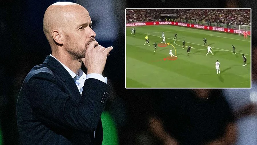 Triết lý của Ten Hag dần thể hiện rõ nét ở MU qua bàn thắng của Sancho trong trận thắng Sheriff 2-0 ở Europa League. ẢNH: GETTY