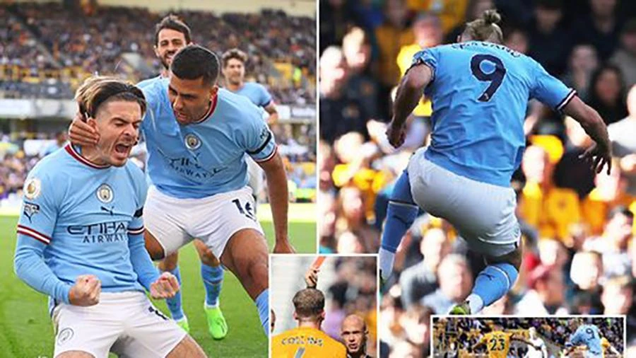 Manchester City dễ dàng hạ Wolves 3-0 để vươn lên ngôi đầu bảng Premier League. ẢNH: MIRROR