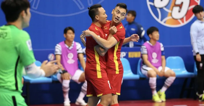 Futsal Việt Nam thắng Hàn Quốc 5-1 ở giải Futsal châu Á. ẢNH: AFC