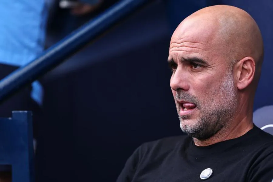 Pep đùa rằng ông không vui vì Haaland không ghi được 3 hay 4 bàn thắng. ẢNH: GETTY