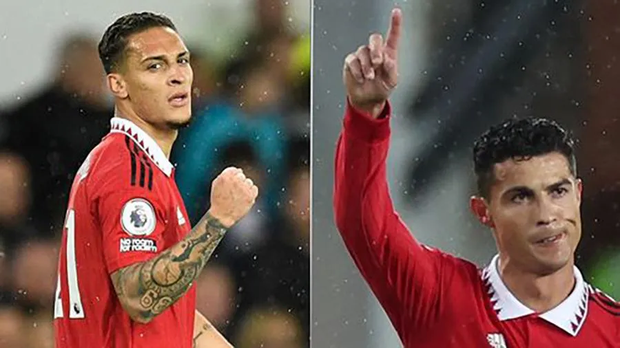 Antony và Ronaldo cùng đạt cột mốc khó quên sau trận MU thắng Everton. ẢNH: MIRROR Antony và Ronaldo cùng đạt cột mốc khó quên sau trận MU thắng Everton. ẢNH: MIRROR