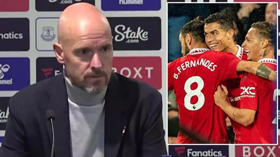 Ten Hag cũng gửi lời chúc mừng Ronaldo. ẢNH: MIRROR