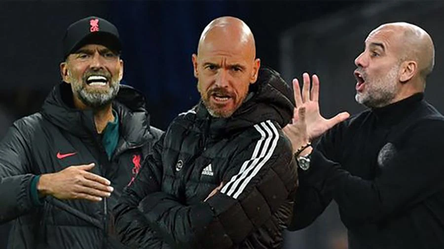 Ten Hag đã sao chép chiến thuật của Pep Guardiola và Jurgen Klopp. ẢNH: MIRROR