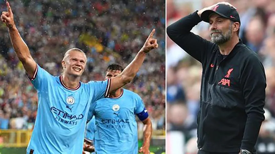 Klopp sẽ rất khó khăn trong việc tìm cách ngăn chặn những siêu sao của Man City, đặc biệt là Erling Haaland. ẢNH: MIRROR