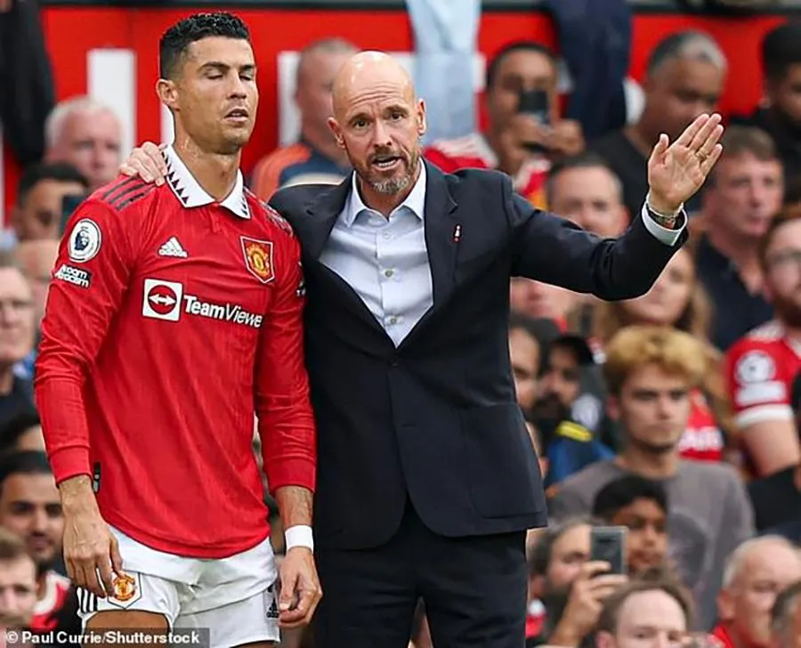 Ten Hag rất ít sử dụng Ronaldo với vai trò đá chính ở Premier League mùa này. ẢNH: SHUTTERSTOCK Ten Hag rất ít sử dụng Ronaldo với vai trò đá chính ở Premier League mùa này. ẢNH: SHUTTERSTOCK