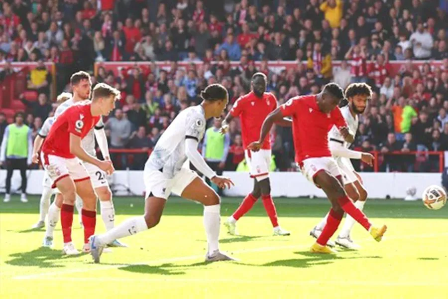 Taiwo Awoniyi ghi bàn duy nhất vào lưới Liverpool. Ảnh: GETTY IMAGES Taiwo Awoniyi ghi bàn duy nhất vào lưới Liverpool. Ảnh: GETTY IMAGES