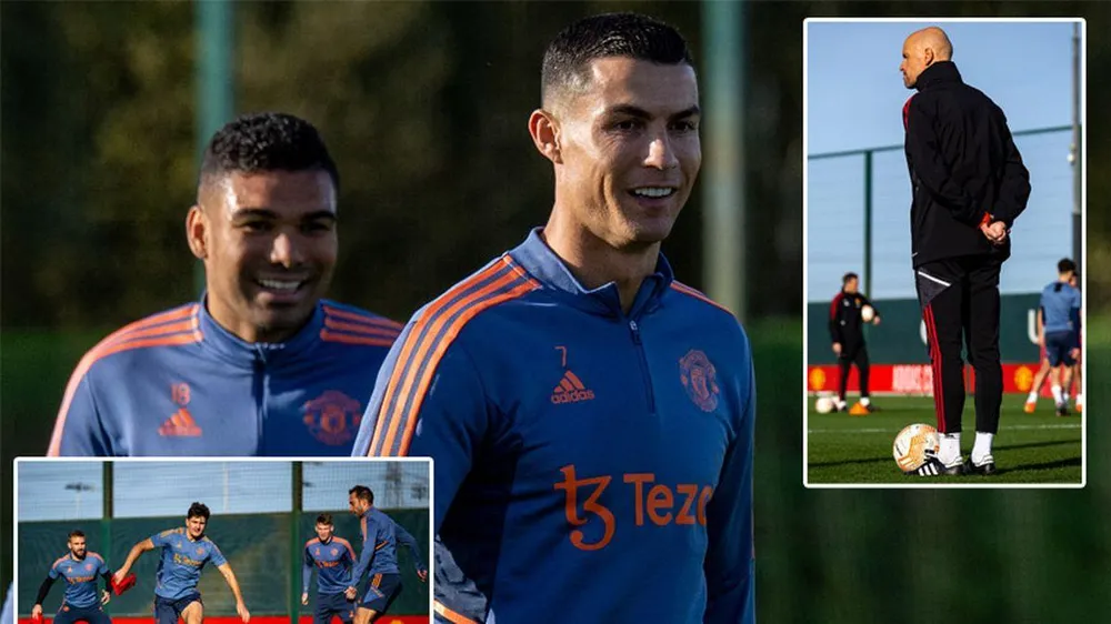 Các cầu thủ MU tích cực tập luyện trước trận đấu tại Europa League. ẢNH: MIRROR