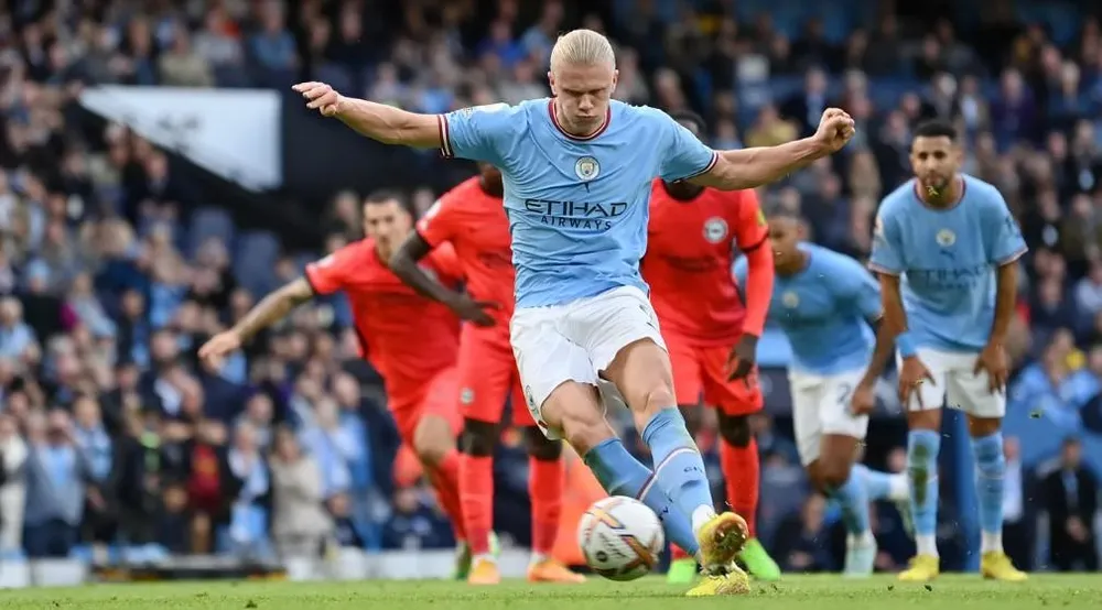 Erling Haaland vẫn đang có duyên ghi bàn vào lưới các đội bóng ở Premier League. Ảnh: Getty