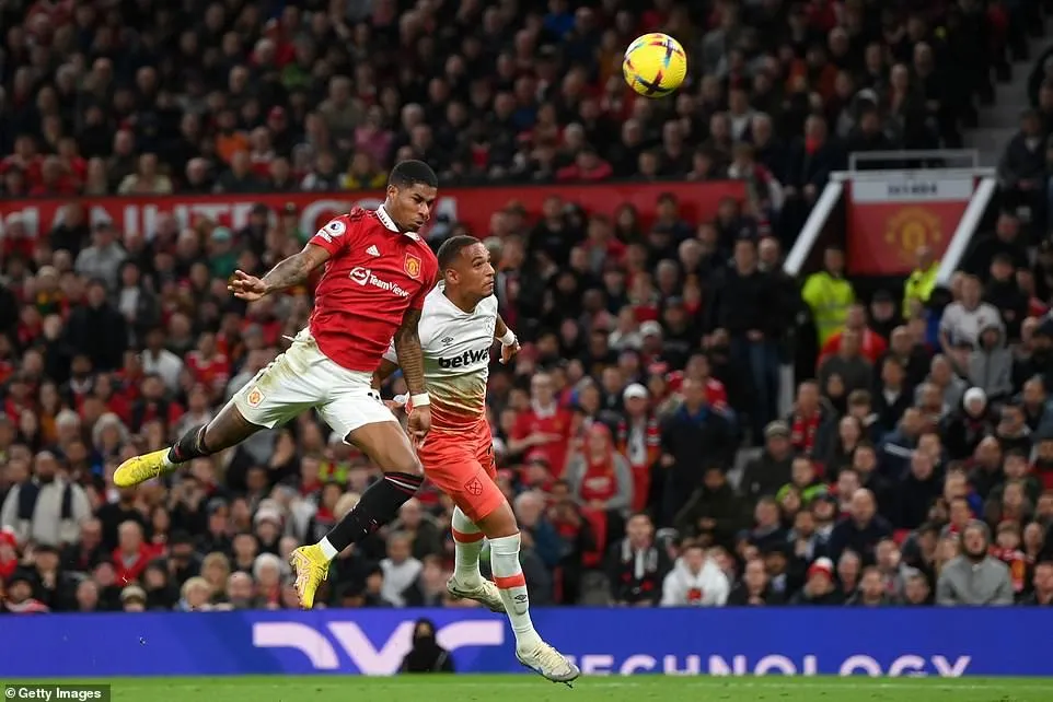Rashford đánh đầu ghi bàn duy nhất trận. ẢNH: GETTY Rashford đánh đầu ghi bàn duy nhất trận. ẢNH: GETTY
