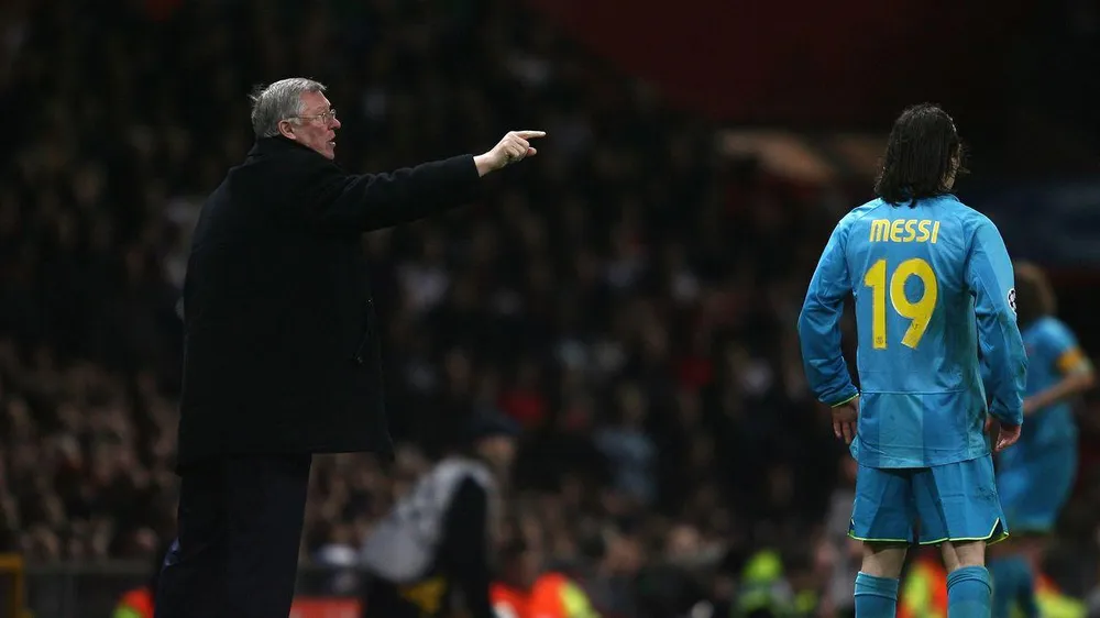 Sir Alex Ferguson thất bại trong việc khóa chặt Messi trong 2 trận chung kết Champions League. ẢNH: GETTY