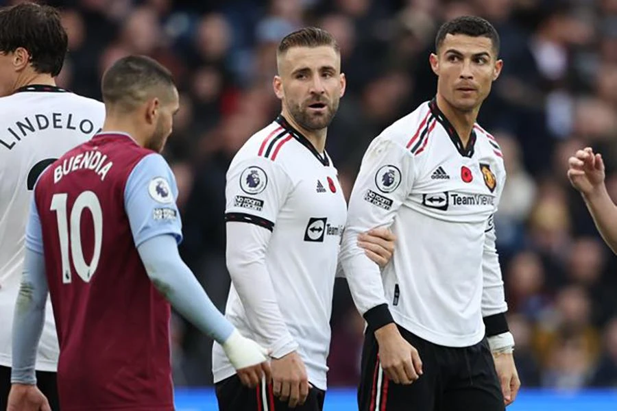Ronaldo thi đấu rất tệ trong lần thứ hai mang băng đội trưởng MU tại Premier League. ẢNH: GETTY