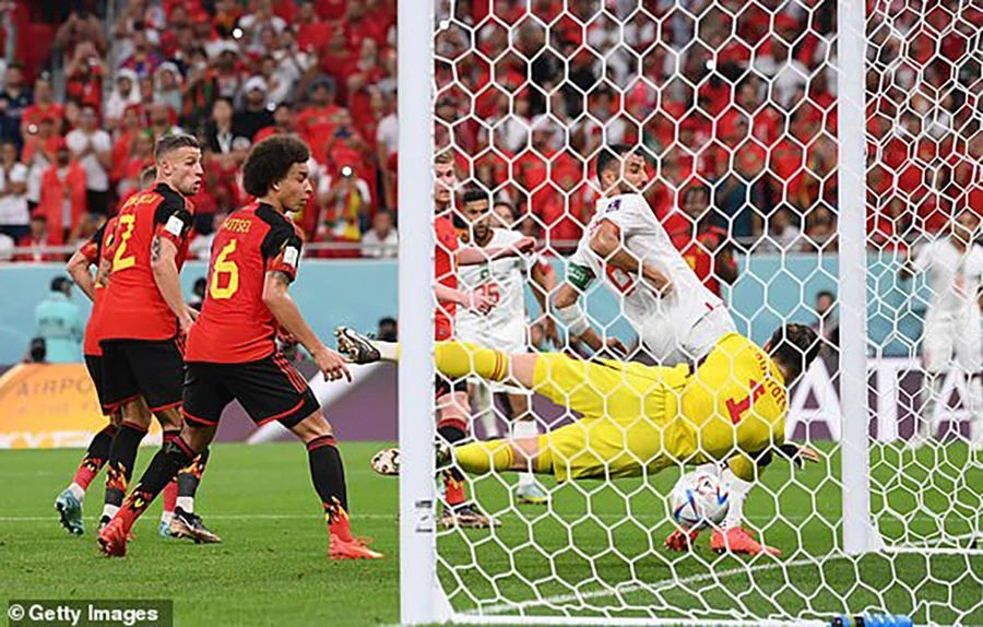 Bàn thắng của Sabiri là một đòn rất đau của tuyển Bỉ. Ảnh: Getty