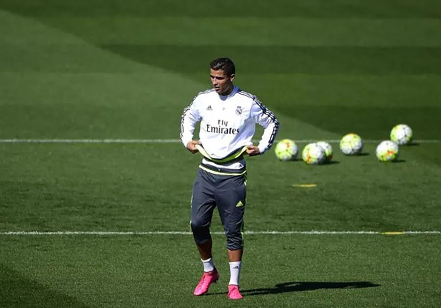 Ronaldo tập luyện trong màu áo Real Madrid vào năm 2015. ẢNH: GETTY Ronaldo tập luyện trong màu áo Real Madrid vào năm 2015. ẢNH: GETTY