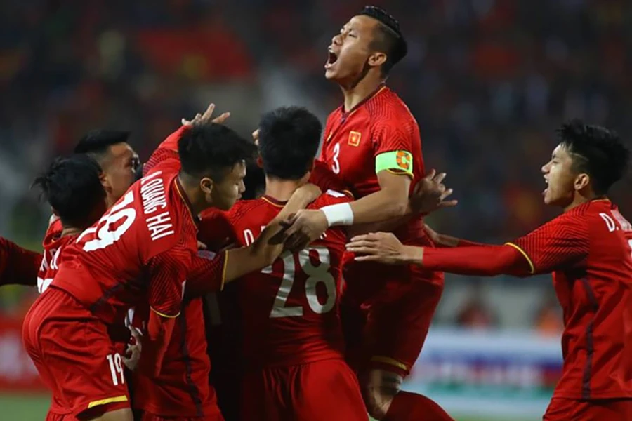Việt Nam từng thắng Malaysia ở trận chung kết lượt về AFF Cup 2018 trên sân nhà Mỹ Đình. ẢNH: TRÂM ANH