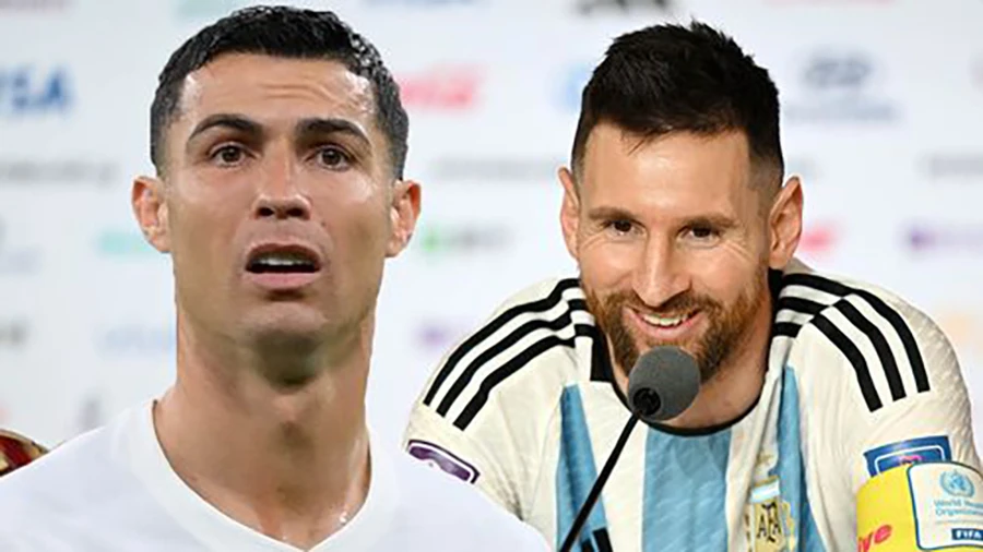 Cuộc tranh luận về việc Messi hay Ronaldo xuất sắc hơn dường như đã ngã ngũ sau khi đội trưởng tuyển Argentina vô địch World Cup 2022. ẢNH: MIRROR Cuộc tranh luận về việc Messi hay Ronaldo xuất sắc hơn dường như đã ngã ngũ sau khi đội trưởng tuyển Argentina vô địch World Cup 2022. ẢNH: MIRROR