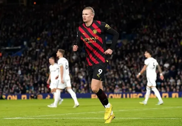Erling Haaland lập kỷ lục khi ghi 20 bàn thắng nhanh nhất Premier League. Ảnh: Getty